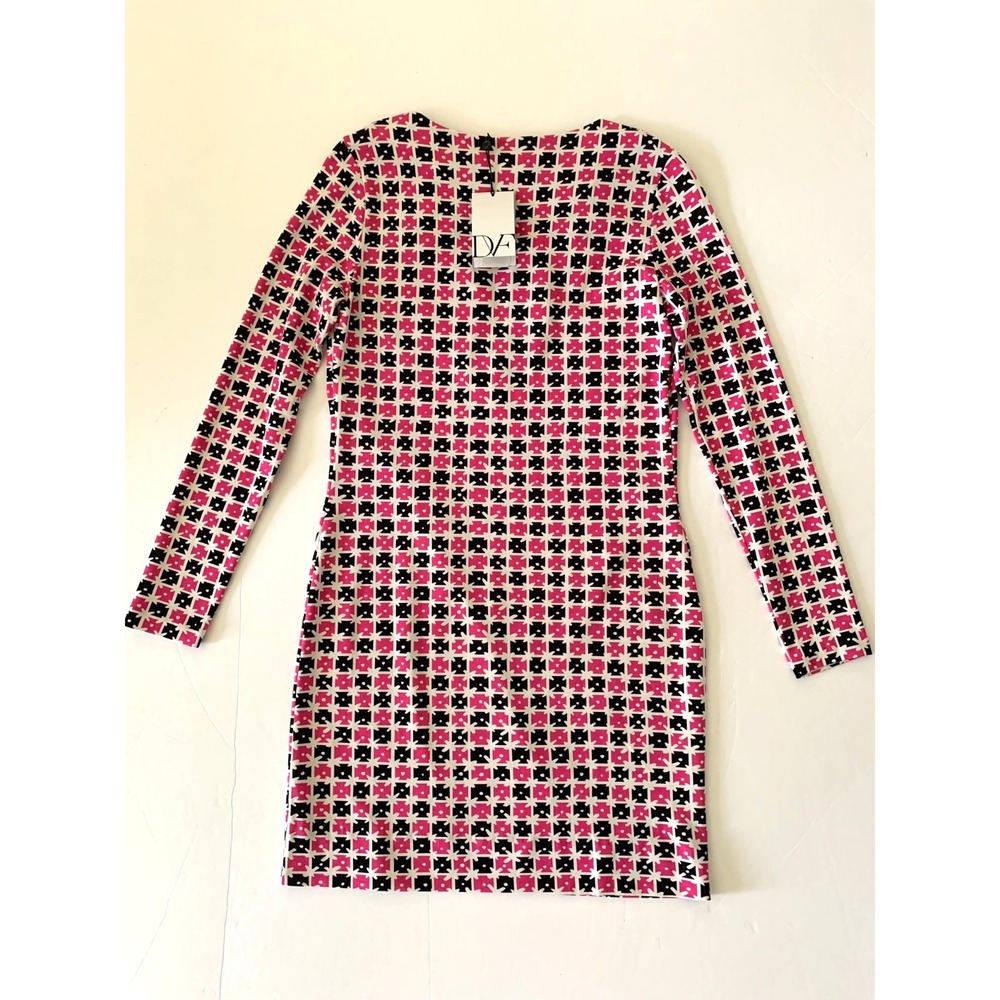 NWT Diane von Furstenberg DVF Reina Jersey Tunic Shift Dress Pink Geo Dot 2 0 XS - Picture 9 of 16